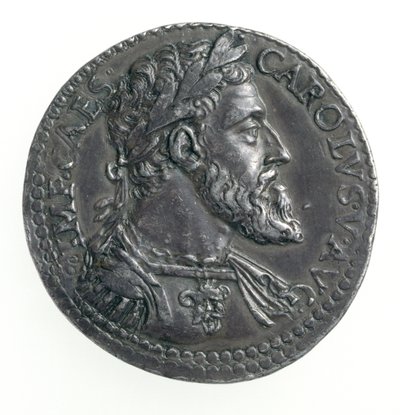 Kaarle V:n (1500-58) Milanon herttuan testikivi, kaiverrettu Dye, 1535-56 (kääntöpuoli) (hopea) (kääntöpuoli katso 168055) tekijältä Leone Leoni