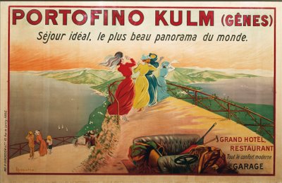 Mainos Portofino hote, Portofino Kulm, kuvitus Leonetto Cappiello, juliste tekijältä Leonetto Cappiello