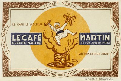 Ranskalainen mainos kahville Martin, Leonetto Cappiellon mukaan 1921 tekijältä Leonetto Cappiello