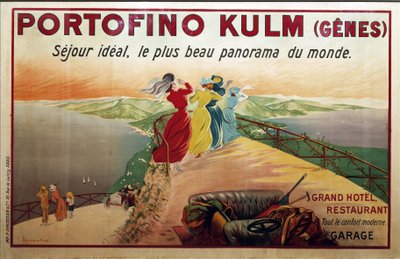 Julisteet, 1900-luku. Mainos hotellille Portofino. Portofino Kulm (Geenit) (juliste) tekijältä Leonetto Cappiello