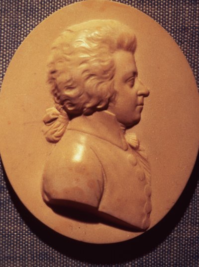 Wolfgang Amadeus Mozartin (1756-91) muotokuvamedaljonki tekijältä Leonhard Posch