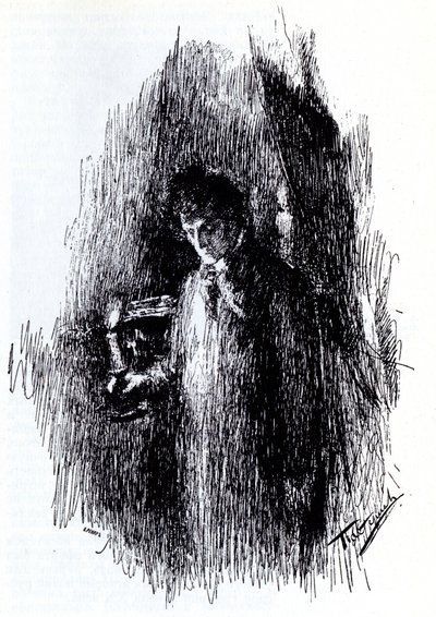 Kuvitus M. Lermontovin draamaan Naamiaiset, 1891 tekijältä Leonid Osipovic Pasternak