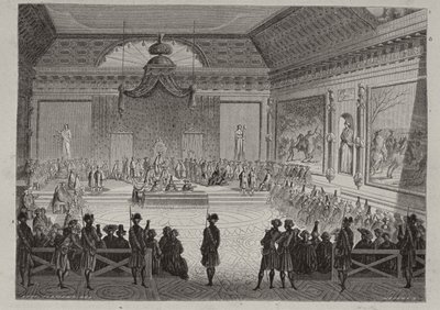 Assembly of the Notables, 1787, kaiverrus Antoine Auguste Ernest Hebert (1817-1908) tekijältä Leopold Flameng