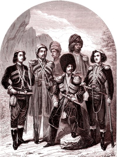 Transkaukasia ja Georgia. Venäjä vuonna 1865. (kaiverrus) tekijältä Leopold Flameng