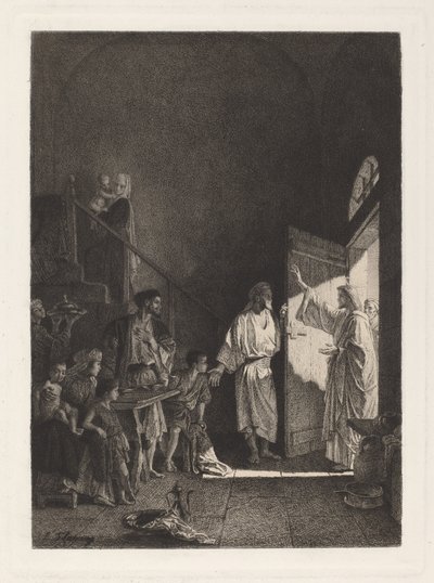 Kohtaus Uudesta testamentista tekijältä Leopold Flameng, after Alexandre Bida