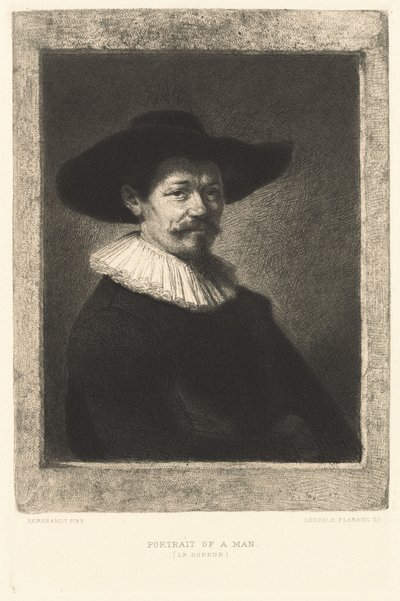 Miehen muotokuva (The Gilder) tekijältä Leopold Flameng after Rembrandt van Rijn
