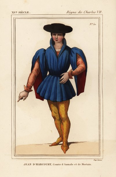 Jean VIII Harcourtista, ranskalainen ritari, Aumalen ja Mortainin kreivi tekijältä Leopold Massard
