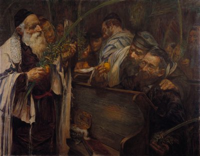 Sukkot synagogassa (öljy kankaalle) tekijältä Leopold Pilichowski
