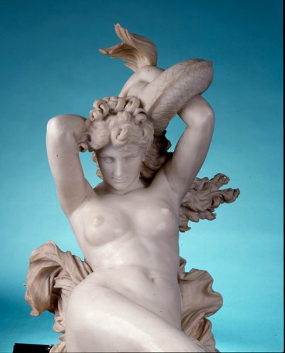 Galatea ratsastaa delfiinillä, n. 1880 (marmori) (416888:n yksityiskohta) tekijältä Leopoldo Ansiglione