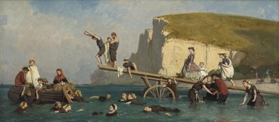 Kylpyläiset Etretatissa, n. 1858. tekijältä Lepoittevin