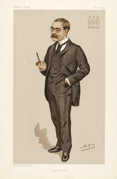 Rudyard Kipling (1865 - 1936), Vanity Fair -pubista. 1894 (värilitografia) tekijältä Leslie Matthew Ward