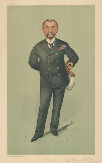 Kapteeni Percy Scott, tykistö, 17. syyskuuta 1903, Vanity Fair -sarjakuva. tekijältä Leslie Matthew Ward