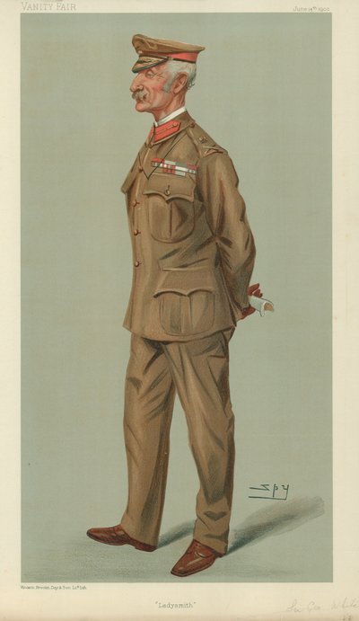 Kenraali Sir George Stuart White, Ladysmith, 14. kesäkuuta 1900, Vanity Fair -sarjakuva. tekijältä Leslie Matthew Ward