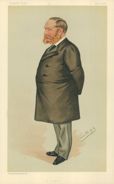 Herra Charles Henry Wilson, Squatter, 24. tammikuuta 1885, Vanity Fair -sarjakuva (värilitho) tekijältä Leslie Matthew Ward