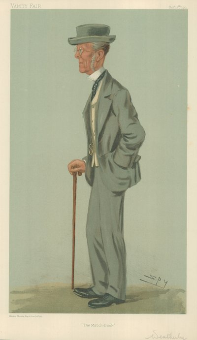 Herra Edward Weatherby, tulitikkukirja, 17. lokakuuta 1901, Vanity Fair -sarjakuva tekijältä Leslie Matthew Ward