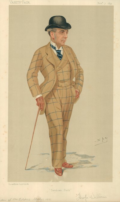 Mr Hwfa Williams, Sandown Park, 7. marraskuuta 1891, Vanity Fair -sarjakuva tekijältä Leslie Matthew Ward