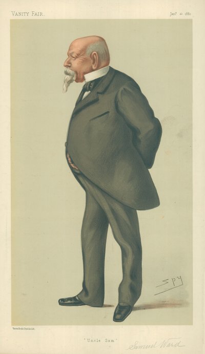 Herra Samuel Ward, Uncle Sam, 10. tammikuuta 1880, Vanity Fair -sarjakuva. tekijältä Leslie Matthew Ward