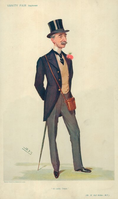 Mr W Hall Walker kansanedustaja, onnekas omistaja, 21. kesäkuuta 1906, Vanity Fair -sarjakuva tekijältä Leslie Matthew Ward