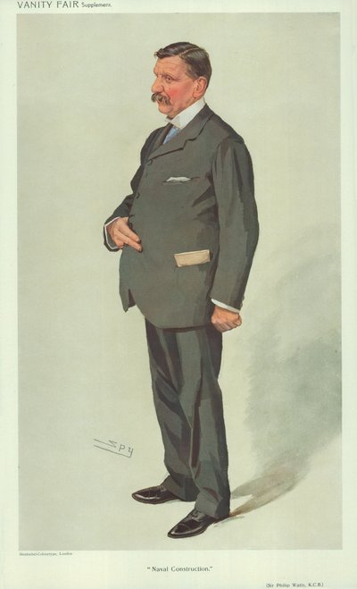 Sir Philip Watts, Laivaston rakentaminen, 7. huhtikuuta 1910, Vanity Fair -sarjakuva tekijältä Leslie Matthew Ward