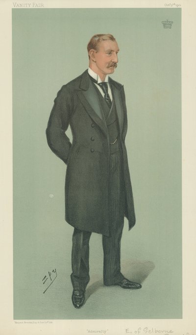 Selbornen jaarli, amiraali, 3. lokakuuta 1901, Vanity Fair -sarjakuva. tekijältä Leslie Matthew Ward