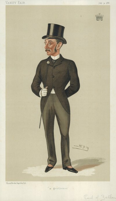 The Earl of Zetland, herrasmies, 31. heinäkuuta 1886, Vanity Fair -sarjakuva tekijältä Leslie Matthew Ward