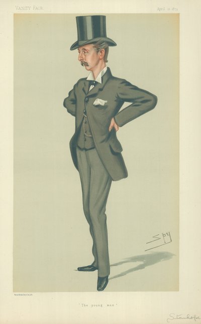 Hon Edward Stanhopen kansanedustaja, Nuori mies, 12. huhtikuuta 1879, Vanity Fair -sarjakuva tekijältä Leslie Matthew Ward