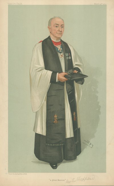 Pastori Edgar Sheppard, loistava aviomies, 24. maaliskuuta 1904, Vanity Fair -sarjakuva tekijältä Leslie Matthew Ward