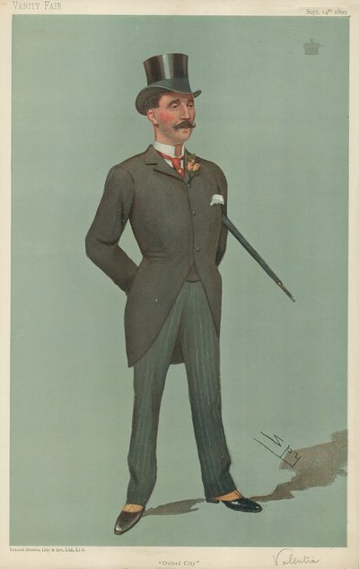 Varakreivi Valentia, Oxford City, 14. syyskuuta 1899, Vanity Fair -sarjakuva tekijältä Leslie Matthew Ward