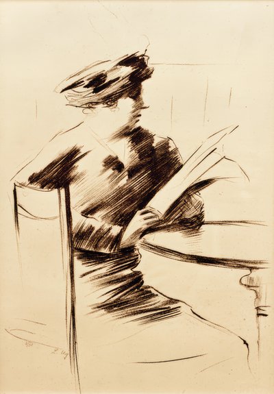 Lesende Dame im Kaffee II tekijältä Lesser Ury
