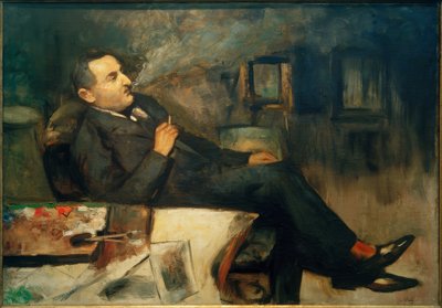 Lesser Ury rauchend im Atelier (Selbstbildnis) tekijältä Lesser Ury