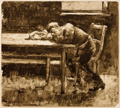 Schlafender Arbeiter tekijältä Lesser Ury
