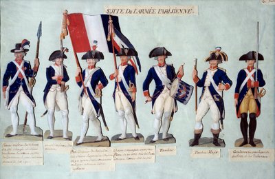 Pariisin armeija Ranskan vallankumouksen aikana Gouache des freres Lesueur (1700-luku) tekijältä Lesueur Brothers