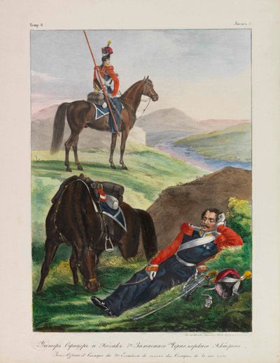 Venäjän keisarillisen armeijan Mustanmeren kasakkalentueen univormujen upseeri, 1837-1839. tekijältä Lev Alexandrovich Belousov