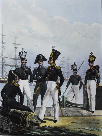 Guards Équipage -tykistökomppania ja Guards Cargo Company, 1829 tekijältä Lev Alexandrovich Belousov