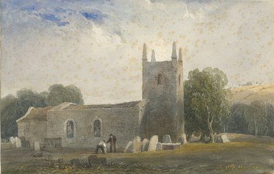 Butterton Church: akvarellimaalaus ja [c 1830-1840] tekijältä Lewis John Wood
