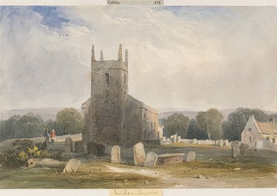 Chaldon Church: akvarellimaalaus ja [c 1830-1840] tekijältä Lewis John Wood