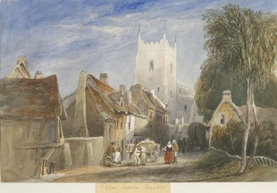 Cheadlen kirkko: akvarellimaalaus ja [c 1830-1840] tekijältä Lewis John Wood