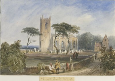 Ipstones Church: akvarellimaalaus ja [c 1830-1840] tekijältä Lewis John Wood