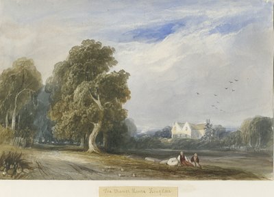 Kingstone - The Manor House: akvarellimaalaus ja [c 1830-1840] tekijältä Lewis John Wood