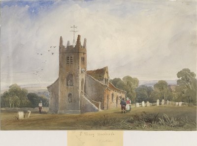 Meerbrook Church - "St. Matthews": akvarellimaalaus ja [c 1830-1840] tekijältä Lewis John Wood
