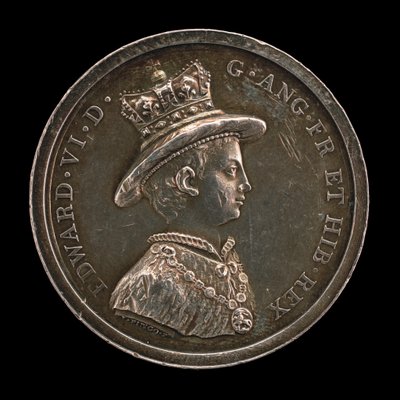 Edward VI, 1537-1553, Englannin kuningas 1547 mitali School of Christ