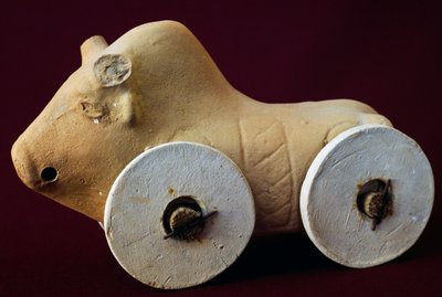 Eläin pyörillä, terrakotta lasten lelu, italiaalinen sivilisaatio tekijältä Unbekannt Unbekannt