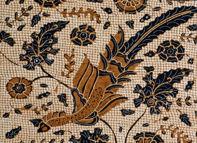 Batiikki perinteisellä designilla nimeltä peksi podang, Surakarta, Java, Indonesia, yksityiskohdat tekijältä Unbekannt Unbekannt