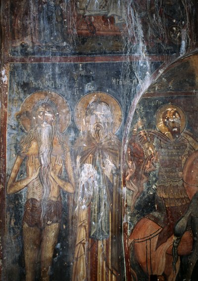 Kristus ja pyhät, fresko Agios Ioanniksen kirkossa, Kantanos, Kreeta, Kreikka (kuva) tekijältä Unbekannt Unbekannt