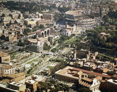 Colosseum tai Flaviuksen amfiteatteri, ilmakuva, 70-80 jKr, Rooma, Italia (kuva) tekijältä Unbekannt Unbekannt