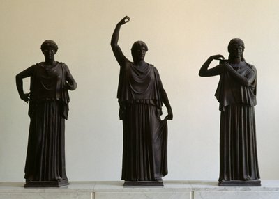 Tanssijat tai Hydrophorai (veden kantajat), viiden pronssiveistoksen ryhmä Papyruksen huvilasta, Herculaneumista, Campaniasta, Italiasta. Roomalainen sivilisaatio tekijältä Unbekannt Unbekannt