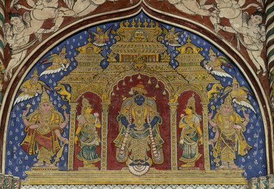 Visnua kuvaava fresko, Thanjavur Marathan palatsi, Tamil Nadu, Intia tekijältä Unbekannt Unbekannt