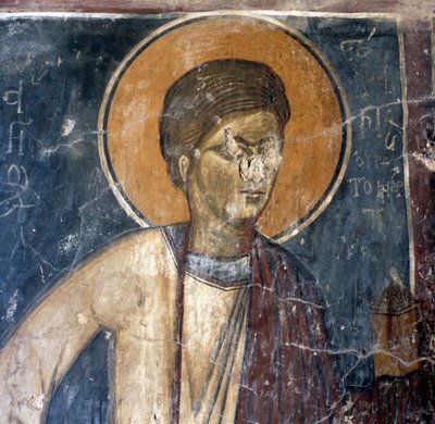 Pyhän fresko bysanttilaisessa Agios Georgios Xifoforosin kirkossa, Apodoulou, Kreeta, Kreikka (kuva) tekijältä Unbekannt Unbekannt