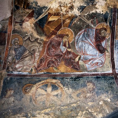 Pyhien fresko bysanttilaisessa Agios Georgios Xifoforosin kirkossa, Apodoulou, Kreeta, Kreikka (kuva) tekijältä Unbekannt Unbekannt