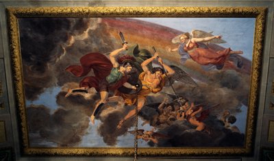 Fresko kuninkaallisen huoneiston makuuhuoneen katossa, Ducal Palace, Lucca, Toscana, Italia Yksityiskohta tekijältä Unbekannt Unbekannt